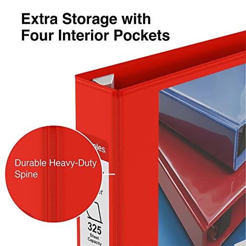 Staples 82682 Heavy Duty 1 1/2-Inch 3-Ring View Binder Red (24681) #TOP3