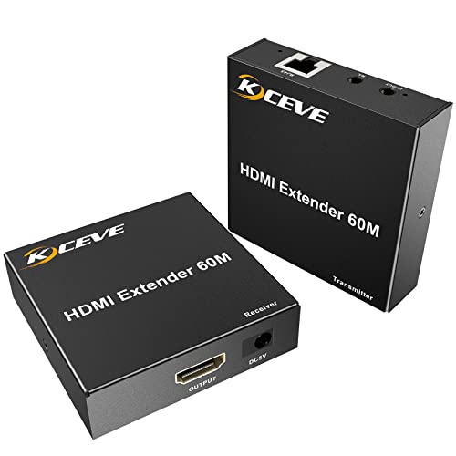 Extendeur HDMI 60M, Extrémité Tx + Rx Via un Seul Câble Ethernet RJ45 Cat6e Cat7, Transmission Jusqu'à 60M, Prise en Charge 1080p, 3D, HDCP, avec Gestion EDID et Fonction Cover