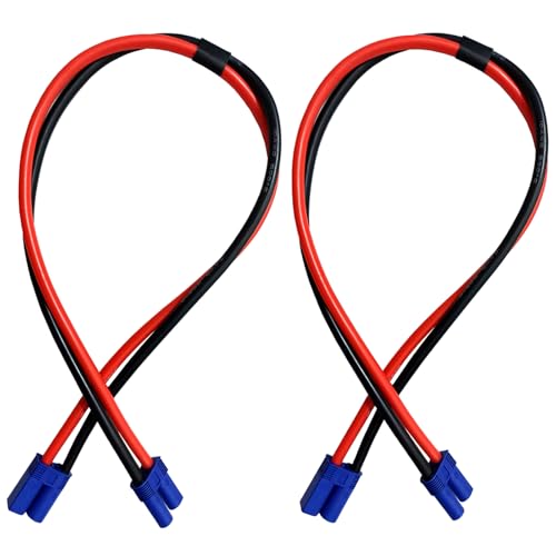 LINSYRC 2-Pack EC5 Male Connector to EC5 Female Connector Cable Extension Wire RC Adapter 50CM 10AWG for RC Airplane Battery Charger