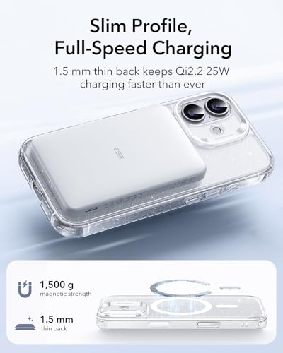 Image of ESR for iPhone 17 Case, Camera Control Cover, Compatible with MagSafe, Shockproof Military-Grade Protection, Magnetic Phone Case for iPhone 17, Classic Hybrid Case, Clear Shimmer