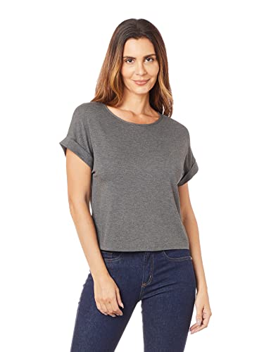 Blusa Cropped, basicamente, Feminino, Mescla Escuro, M