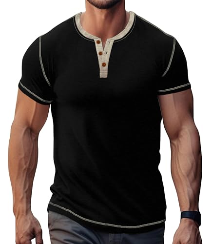 LOGEEYAR Men's Henley Shirts Short Sleeve Basic Casual Shirt Lightweight Button T-Shirts
