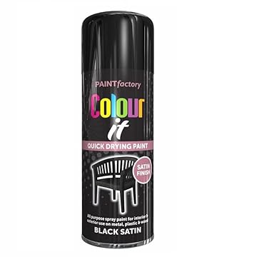 SuperGift.com Black Satin All Purpose Aerosol Spray Paint 400ml Quick Drying Spray, Fast Dry and Excellent Coverage for Metal, Wood, Plastic and More by Diva Gift