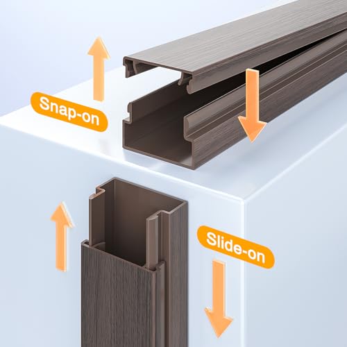 Image of Delamu 157in Cord Hider Wall, TV Cable Hider Cord Covers for Wires on Wall, Large Cable Cover Raceway to Hide 2-4 Cords, Wire Hiders Wire Covers for Cords for TV on Walls, W1.18 H0.6in, Darkwood