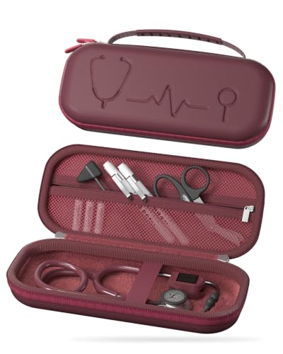 Image of ProCase Stethoscope Case for 3M Littmann Classic III & Cardiology IV -Burgundy | Hard Protective Carrying Bag Fits MDF, ADC, Omron Stethoscopes, Medical Storage Organizer for Nurses & Nursing Students
