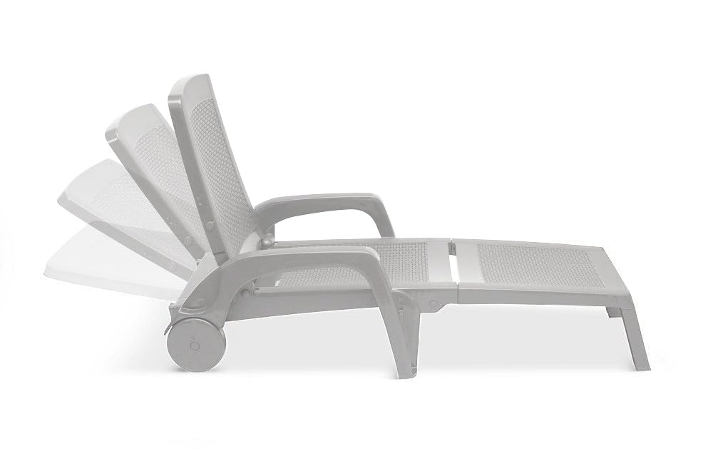 BICA Lettino Prendisole Miami Bianco con Design Rattan, Pieghevole ed Impilabile