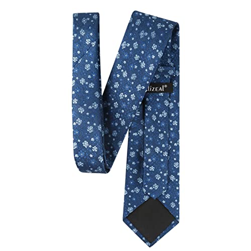 Image of Alizeal Mens 3.15inches Exquisite Floral Tie with Small Flower Printed Pocket Square