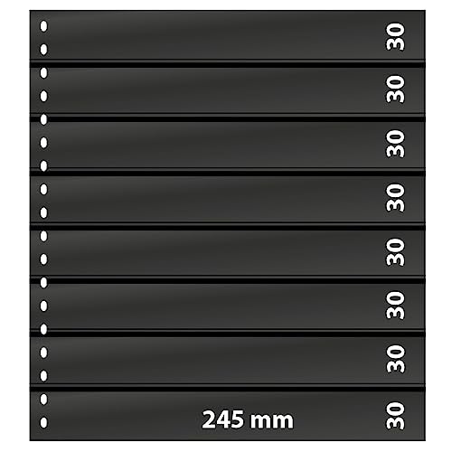 LINDNER Das Original Omnia Einsteckblatt mit 8 Streifen (30 mm) pro Seite, schwarz, 10er-Packung