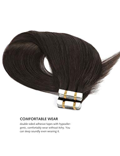 Yamel Tape In Hair Extensions Human Hair Dark Brown Hair Extensions 12 Inch 20Pcs Tape In Human Hair Extensions #TOP4