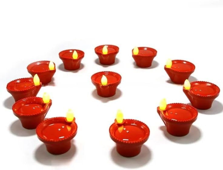 Craft and Toys Set of 6 Sensor Diye Flameless Decor Diwali Festivals Decoration Christmas New Year Festive Candle Diwali Diye Smokeless Electric Home Decoration Home (S458)-image-49