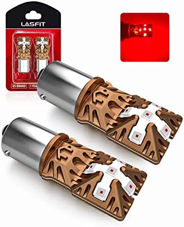 LASFIT Red 1157 2057 2357 7528 BAY15D LED Bulbs Polarity Free, Super Bright High Power LED Lights, Use for Brake Tail Light, Turn Signal Lights, Brilliant(Pack of 2)