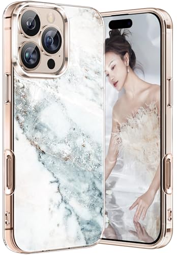 Coque iPhone 16 Pro 5G transparente silicone souple TPU avec motif marbre pour femme