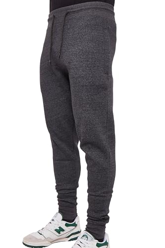 LABEL APPAREL Men's Slim Fit Tracksuit Bottoms Skinny Trousers Sweat Pants Jogging Gym Joggers Causal Slim Fit Running Zipped Pockets Cotton Elasticated (Charcoal X-Large)