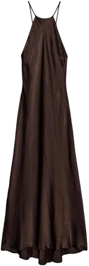 Women's Long Strapless Dress Knot Neckline Gown No Sleeve A-Line Skirt Strapless Dress