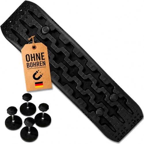 Campnetic Sandboards mit magnetischer Halterung - Sandbleche Offroad - Kein Bohren einfaches Anbringen - Camper Zubehör - Offroad Zubehör - Anfahrhilfe Schnee - Anfahrhilfe Wohnmobil (schwarz)