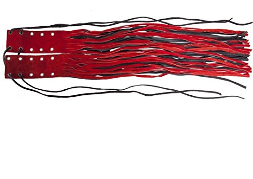 Red and Black Motorcycle Leather Fringed Brake Clutch Cover