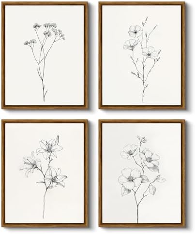 VIYYIEA Framed Wall Art Decor for Living Room, Set of 4 Botanical...