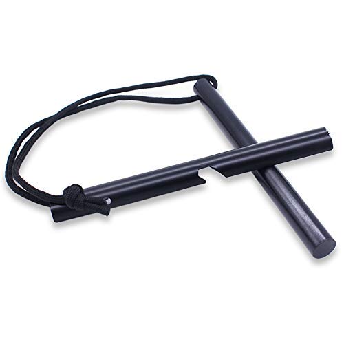 Wisemen Trading 1/2 x 6 Inch Pocket Survival Flint Fire Starter Ferrocerium Ferro Rod with U Shaped Striker That fits Around The Rod.