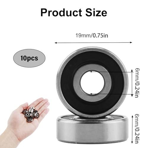 10 Stück Rillenkugellager 626RS doppelt versiegelt, 6mm x 19mm x 6mm Bearing, Rillenkugellager, Kugellager aus Kohlenstoffstahl für für eine Vielzahl von Anwendungen, Darunter Maschinen, Fahrzeuge