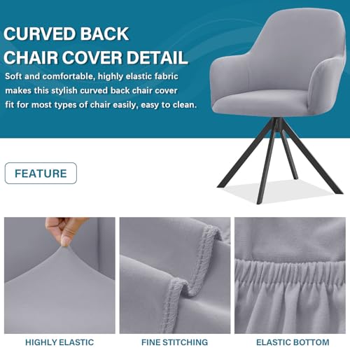 ZRCYXDW Fundas para Sillas De Comedor con Brazos, Impermeable Comedor Sillas Cubiertas con Brazos Respaldo Elástica Giratoria Brazos Respaldo Cubiertas Sillas Estilo Nórdico-Gris Claro-Pack de 6 - imagen 4