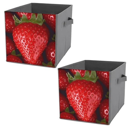 Bacs de rangement pliables haut de gamme design fraise rouge - 2