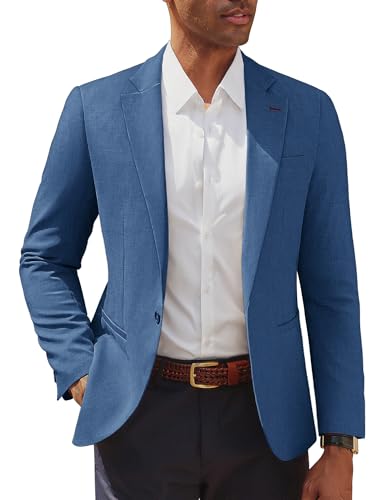 Image of PJ PAUL JONES Mens Suit Jacket Casual Sports Coats for Wedding Business Blazers Regular Fit Denim Blue M