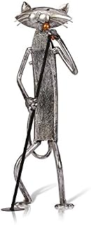Tooarts Metal Sculpture Cat Figurine Gifts for Thanksgiving/Christmas Statue Ornament Crafts Home Decor (Singer Cat)