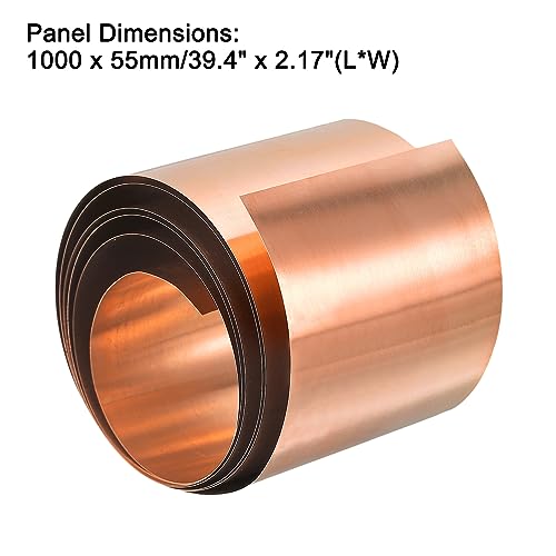 QUARKZMAN Kupferblech Kupferfolie Kupferplatte Kupfermatte Kupferplatten Kupferband Metallfolien Poliertes Kupfer Blatt Rolle Metall Folie Platte 1000mm x 55mm x 0.05mm
