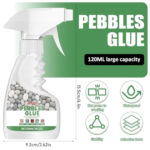 Kiesbinder 120ml, Steinkleber, Marmor Kleber Natursteinkleber - Bindemittel für Kieselsteine Naturstein Marmor Granit - Starke Haftung, Wasserdicht Transparent, Schnell Trocknend, Landschaftsbau
