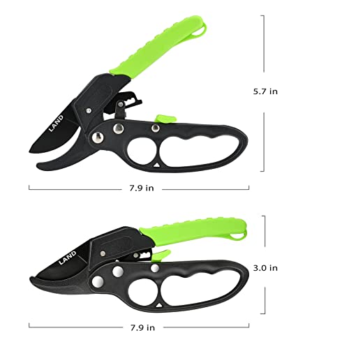 Tijeras de podar profesionales LAND 8" con trinquete miniatura 3