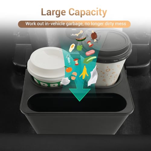 Image of YEE PIN Compatible with 2025 Ford Maverick Trash Can Trash Container with Cupholder, Cup Holder Car Trash Bin Garbage Can for Ford Maverick Accessories 2025 2024 2023 2025