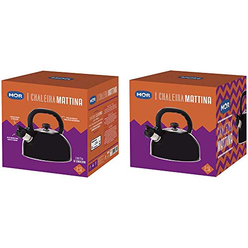 Mor - Chaleira Aço Inox 2.5 Litros Mattina Preta