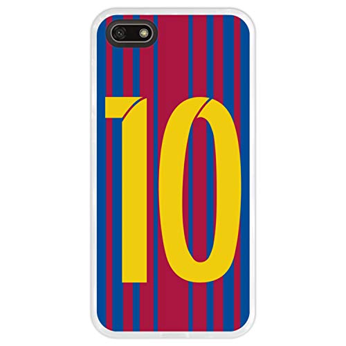 Funda Transparente para [ Huawei Y5 2018 - Y5 Prime 2018 - Honor 7S ] diseño [ Ilustración fútbol, número 10 ] Carcasa Silicona Flexible TPU