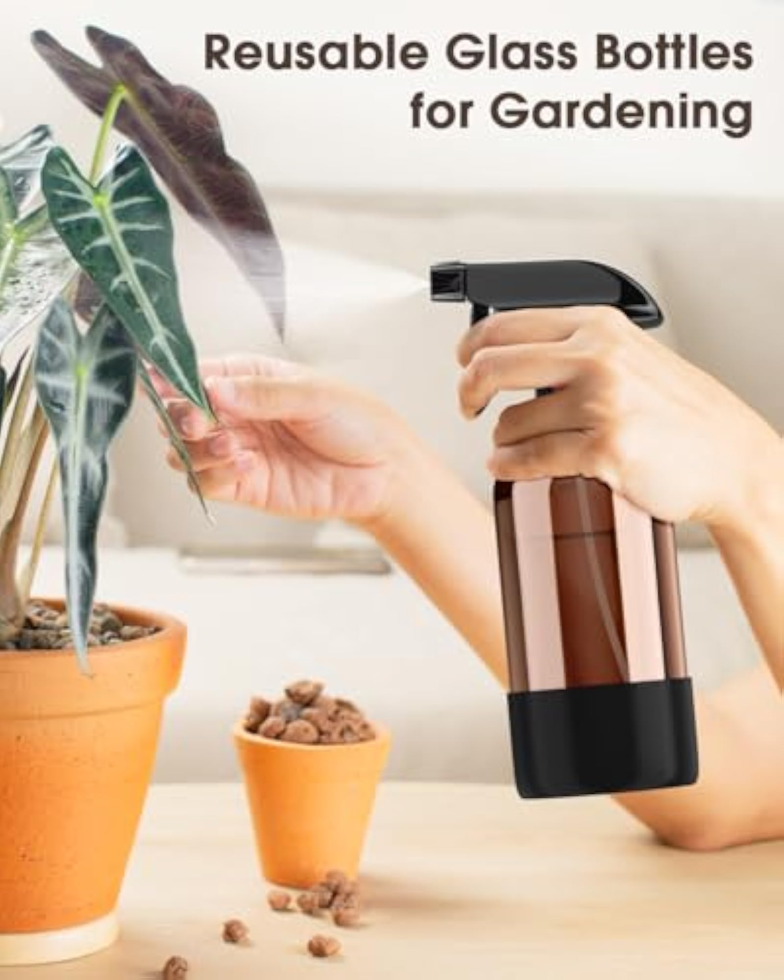 Glass Spray Bottle with Silicone Sleeve Protection