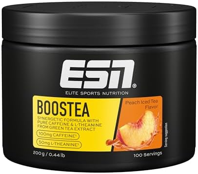ESN Boostea, Infused Ice Tea Peach, 200g, Booster mit Koffein Pul...