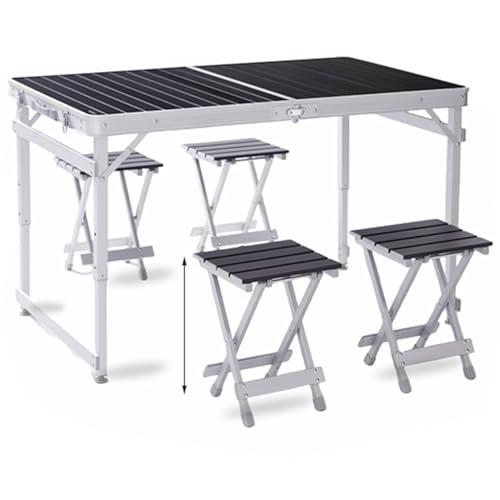 Klappbarer Campingtisch mit Schirmloch, verstellbare Höhe...