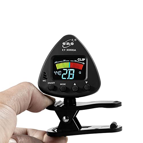 ENO MUSIC Stable Quality Big LCD Display Easy to Read Auto Clip-on Acoustic Electric Guitar Tuner Bass Tuner with Ukulele Violin Chromatice Tunning Mode - Thumbnail 4