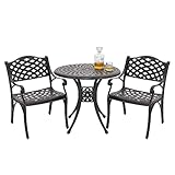 NUU GARDEN 3 Piece Outdoor Cast Aluminum Bistro Table Set Rustproof Table and...