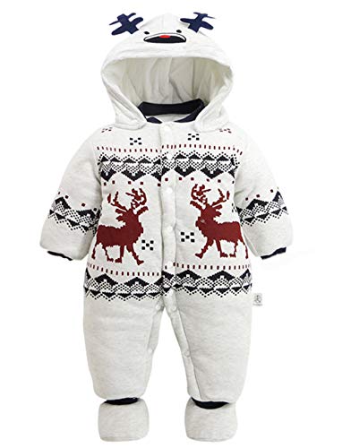 A&J DESIGN Mono Bebé Niño con Capucha Navidad Ropa Invierno (6-9 Meses, Muñeco de Nieve)