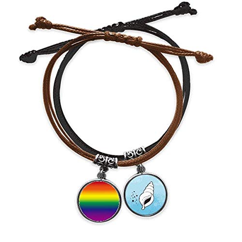 Pulsera LGBT arcoíris con cuerda trenzada y cuero de DIYthinker