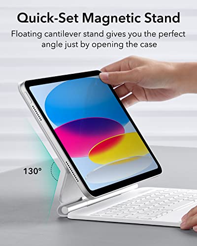 Esr Rebound Magnetic Keyboard Case, Ipad Keyboard Case Compatible With Ipad 10Th Generation (2022), Easy-Set Floating Cantilever Stand, Springy Backlit Keys, Multi-Touch Trackpad, White #TOP3