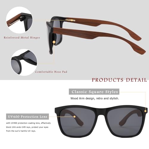 Long Keeper Walnut Wood Sunglasses for Women Men Classic Retro Square Sunglasses Wooden Driving Sun Glasses UV400 Protection4