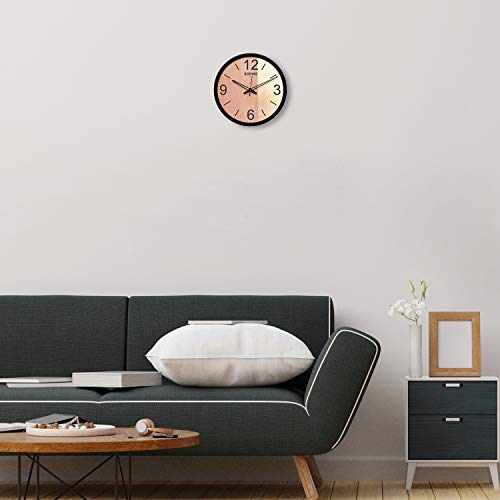 Image of Amazon Brand - Solimo Plastic Silent Movement 12-inch Designer Wall Clock (Black Frame, 30.48 x 30.48 x 5.02 cm)