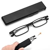 [REAVEE] 老眼鏡 コンパクト デザインケース付き 軽量TR90 ポケットに収納 男女兼用 おしゃれ ブラック +1.00