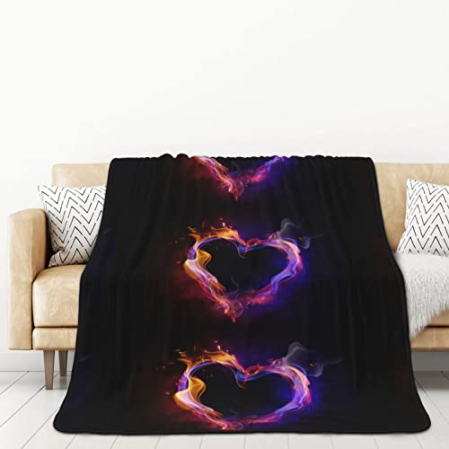 Couverture polaire en flanelle microfibre plaid lit imprimé cœur arc-en-ciel