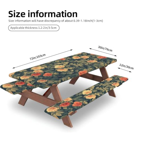 Mantel ajustable de elastano elástico lavable para mesa de camping rectangular 5