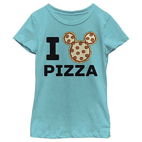 Disney Characters Mickey Pizza Girl's Solid Crew Tee