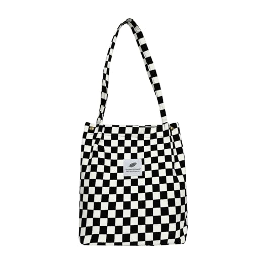 Svnqney Tote Bag Damen Handtasche Große Cord-Tragetasche Shopper Umhängetasche BAG01-black