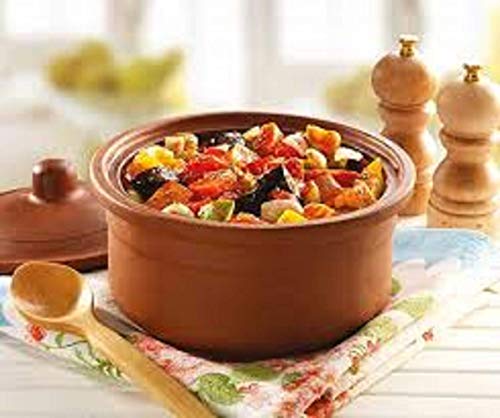 Clay Yogurt Pot, Inner Glazed Terracotta Cookware, Earthen Casserole Bowls for Oven Cooking, Terra Cotta Deep Pan for Baking, Open-No Lids (Large 2.10 qt) - Thumbnail 4