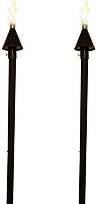 One-Day Sale: Up to 60% Off Big Kahuna Gas Tiki Style Torch - Exotic Propane or Natural Gas Lamp Includes a 82 Black Steel Pole for Easy Set Up - Permanent Outdoor Lights are Great for Landscape Lighting, Set of 2 (Industrial)
